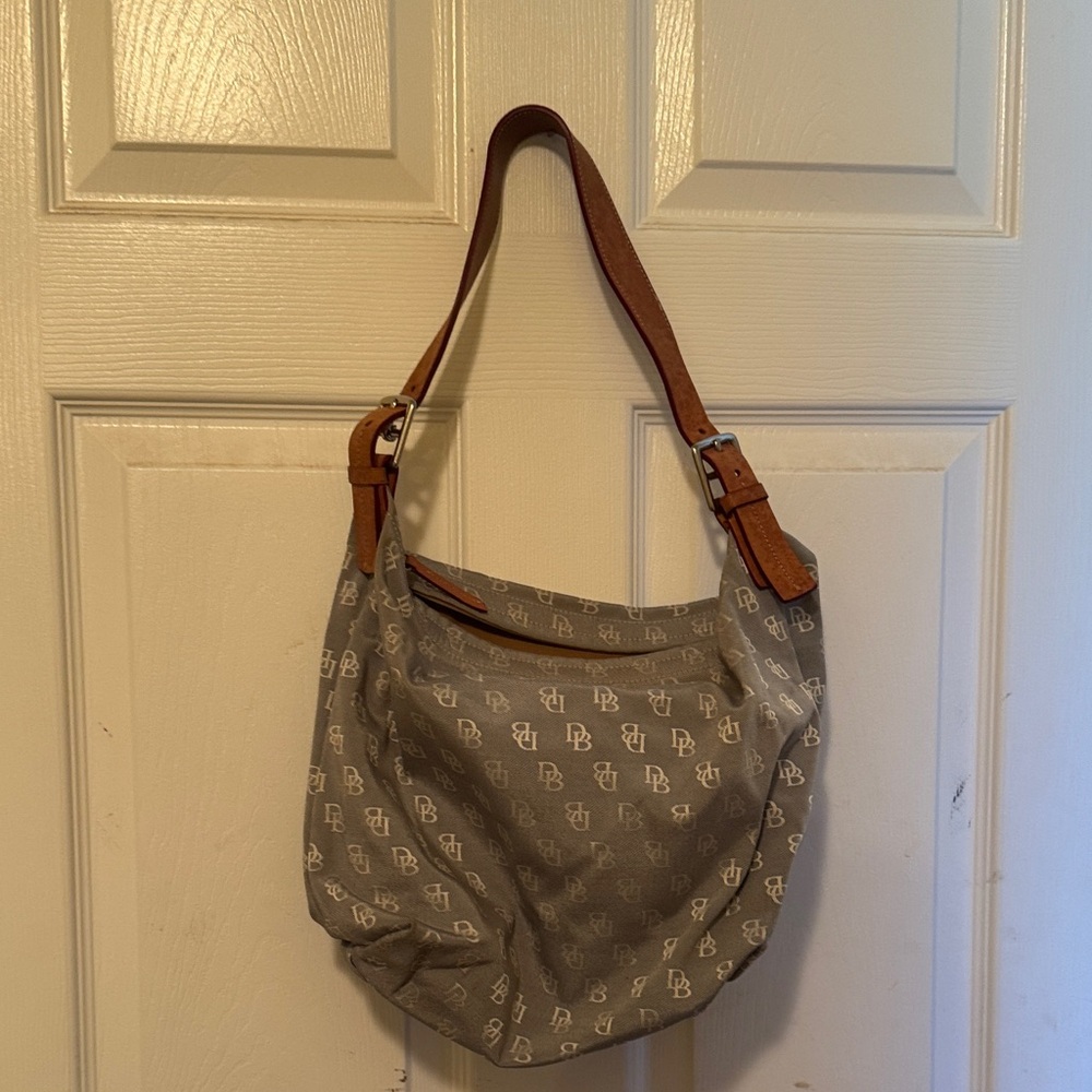 Dooney & Bourke Tan and Gray Monogram Shoulder Bag